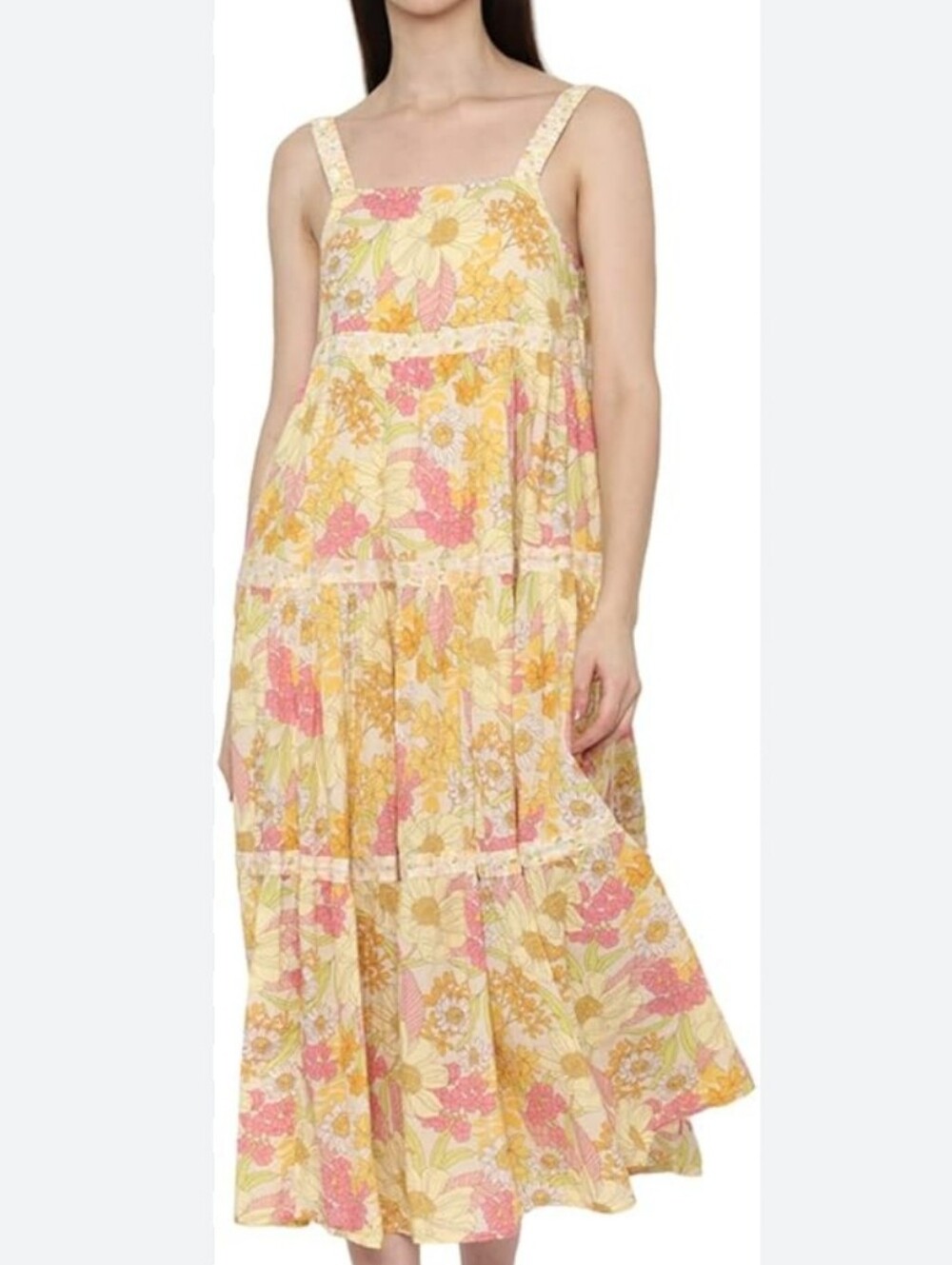 M American Eagle Scoop Back Sundress Flowy Floral Boardwalk Midi Dress With Hat - Picture 3 of 10